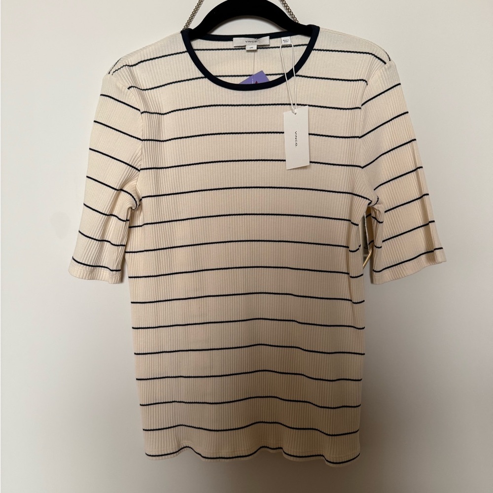 Vince Ivory and Navy Striped Tee